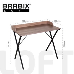 Стол на металлокаркасе BRABIX "LOFT CD-008", 900х500х780 мм, цвет морёный дуб, 641863 в Урае - предосмотр 1