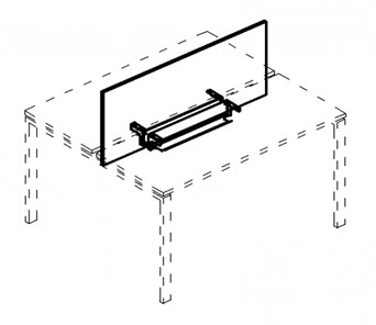 Экран настольный фронтальный для стола 100 с двумя кабель-каналами А4, (105x50x1.8) белый премиум / металлокаркас белый, А4 Б 846 БП в Советском