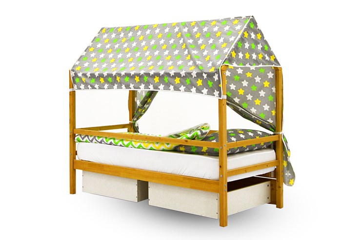 Крыша текстильная для кровати-домика Svogen (звезды, желтый, серый) в Когалыме - изображение 2
