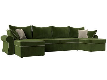 Большой П-образный диван Элис, Зеленый (микровельвет) в Радужном