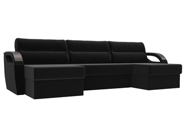 Большой П-образный диван Форсайт, Черный (микровельвет) в Урае