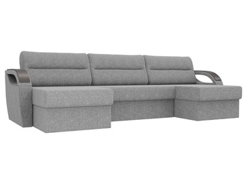 Большой П-образный диван Форсайт, Серый (рогожка) в Нижневартовске