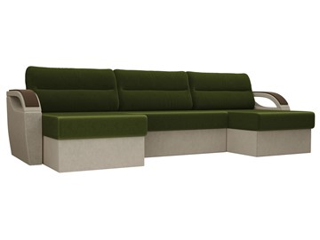 П-образный диван Форсайт, Зеленый/Бежевый (микровельвет) в Урае