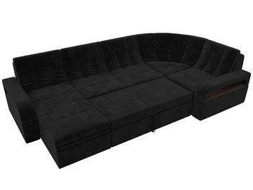 П-образный диван Лига-035, Черный (велюр) в Когалыме - предосмотр 1