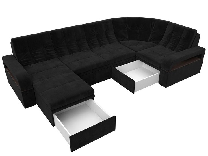 П-образный диван Лига-035, Черный (велюр) в Когалыме - изображение 2
