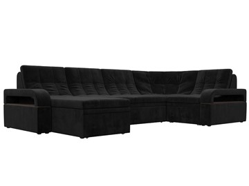 П-образный диван Лига-035, Черный (велюр) в Нягани