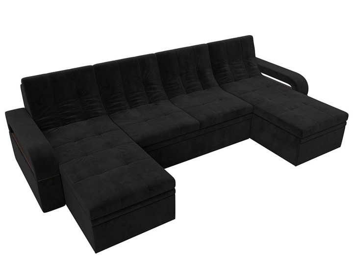 П-образный диван Лига-035 мини, Черный (велюр) в Когалыме - изображение 3