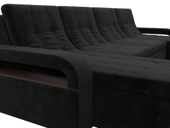 П-образный диван Лига-035 мини, Черный (велюр) в Когалыме - изображение 6