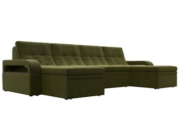 П-образный диван Лига-035 мини, Зеленый (микровельвет) в Радужном