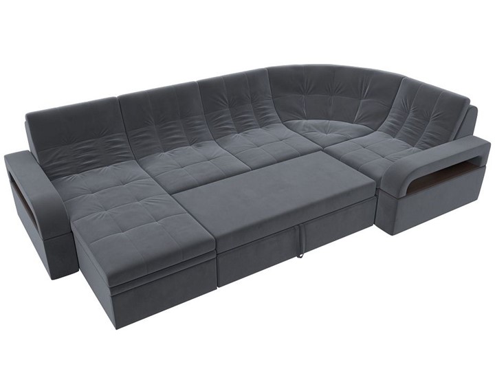 П-образный диван Лига-035, Серый (велюр) в Урае - изображение 1