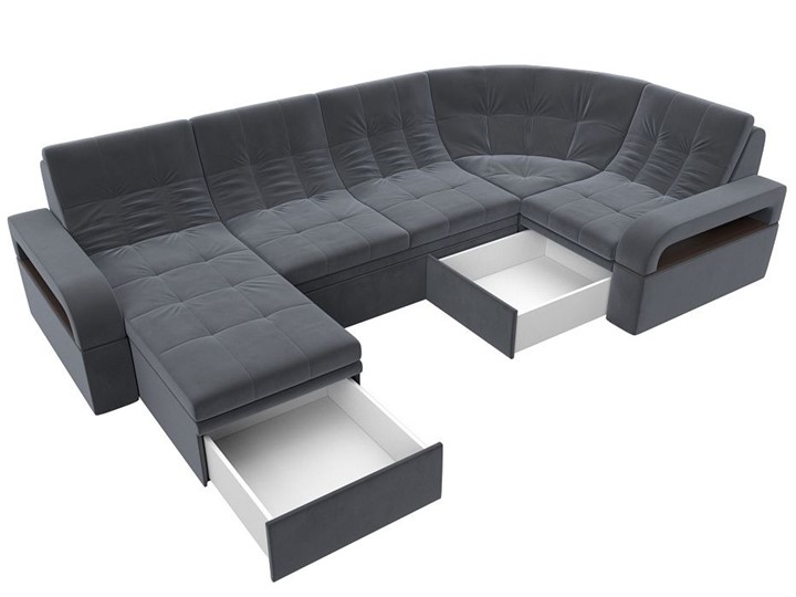 П-образный диван Лига-035, Серый (велюр) в Урае - изображение 2
