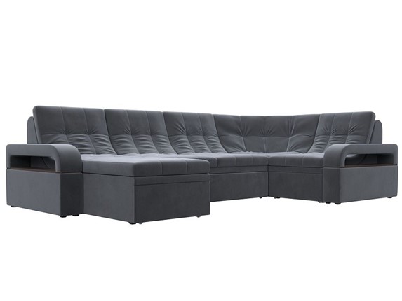 П-образный диван Лига-035, Серый (велюр) в Урае - изображение