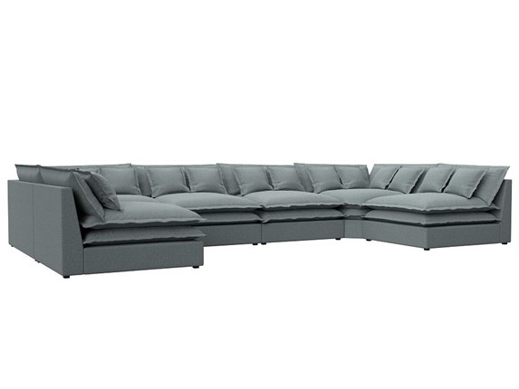 Большой П-образный диван Лига-040, Амур серый (рогожка) в Урае - изображение