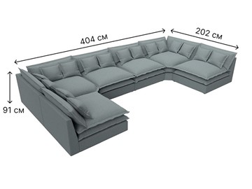 Большой П-образный диван Лига-040, Амур серый (рогожка) в Урае - предосмотр 6