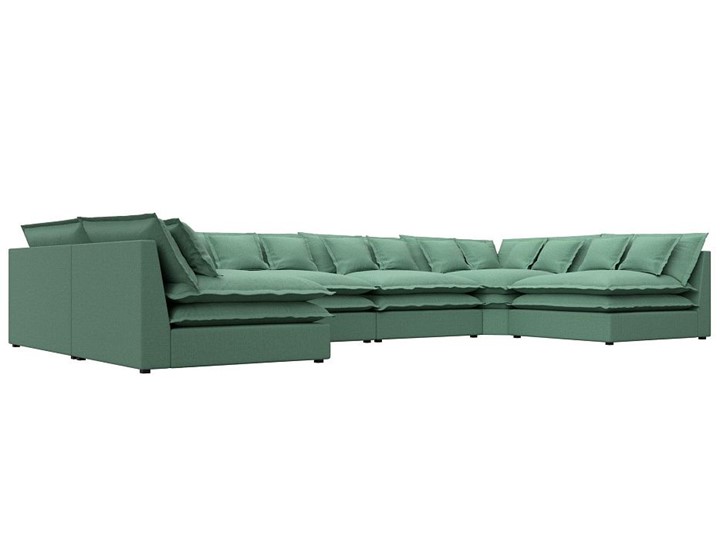 Большой П-образный диван Лига-040, Амур зеленый (рогожка) в Урае - изображение 2