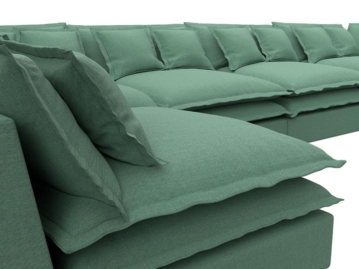 Большой П-образный диван Лига-040, Амур зеленый (рогожка) в Урае - изображение 3
