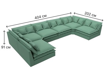 Большой П-образный диван Лига-040, Амур зеленый (рогожка) в Урае - предосмотр 6