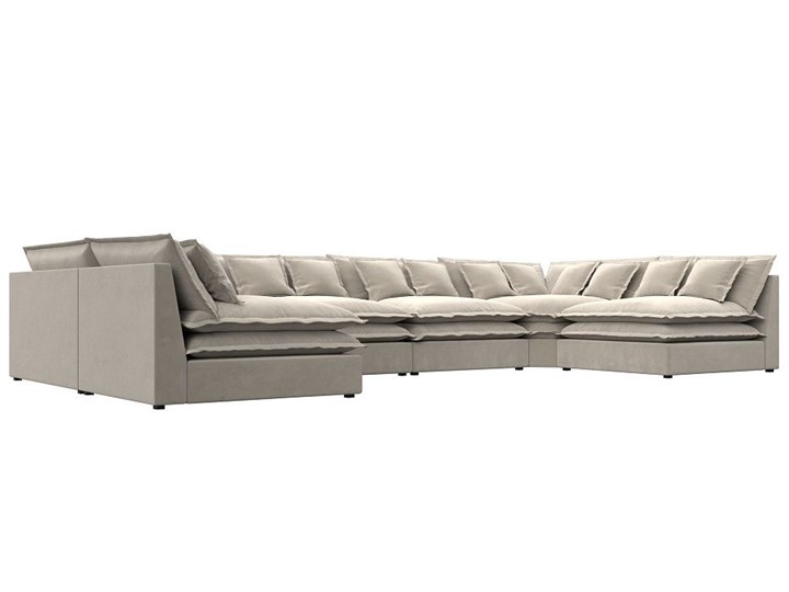 Большой П-образный диван Лига-040, Бежевый (микровельвет) в Урае - изображение 2