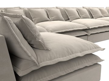 Большой П-образный диван Лига-040, Бежевый (микровельвет) в Урае - предосмотр 3