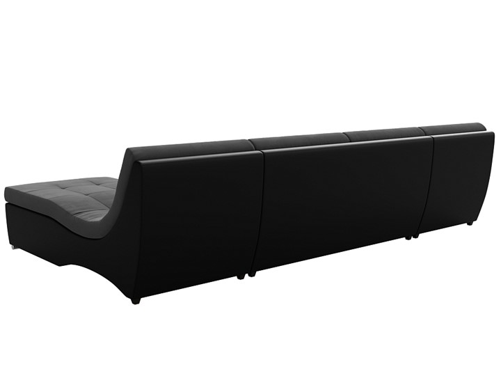 Большой П-образный диван Монреаль, Серый\Черный (Велюр\Экокожа) в Когалыме - изображение 5