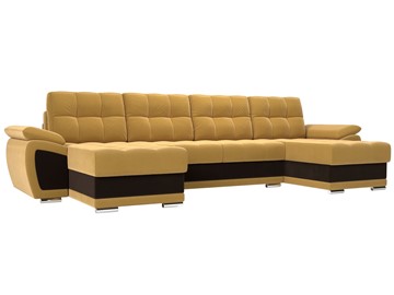 П-образный диван Нэстор, Желтый/Коричневый (микровельвет) в Нижневартовске