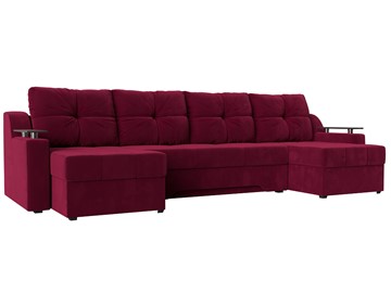Большой П-образный диван Сенатор, Бордовый (Микровельвет) боннель в Югорске