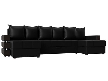 П-образный диван Венеция боннель, Черный (Экокожа) в Нефтеюганске