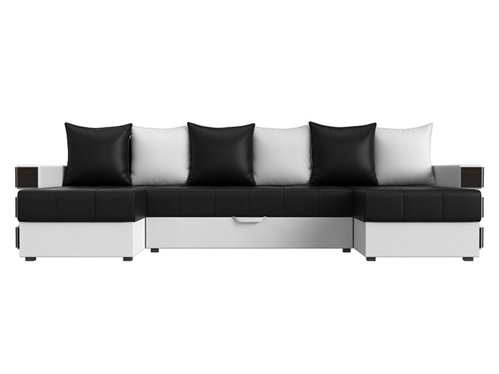 П-образный диван Венеция боннель, Черный\Белый (Экокожа) в Когалыме - изображение 1