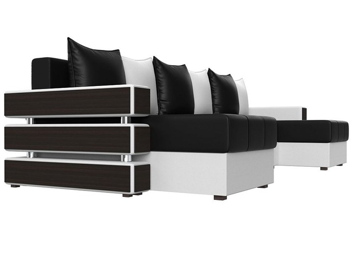 П-образный диван Венеция боннель, Черный\Белый (Экокожа) в Югорске - изображение 3