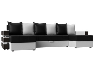 П-образный диван Венеция боннель, Черный\Белый (Экокожа) в Нягани