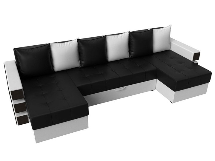 П-образный диван Венеция боннель, Черный\Белый (Экокожа) в Югорске - изображение 5