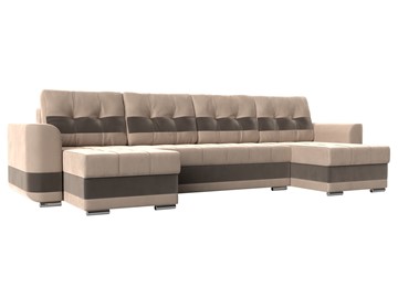 П-образный диван Честер, Бежевый/коричневый (велюр) в Радужном