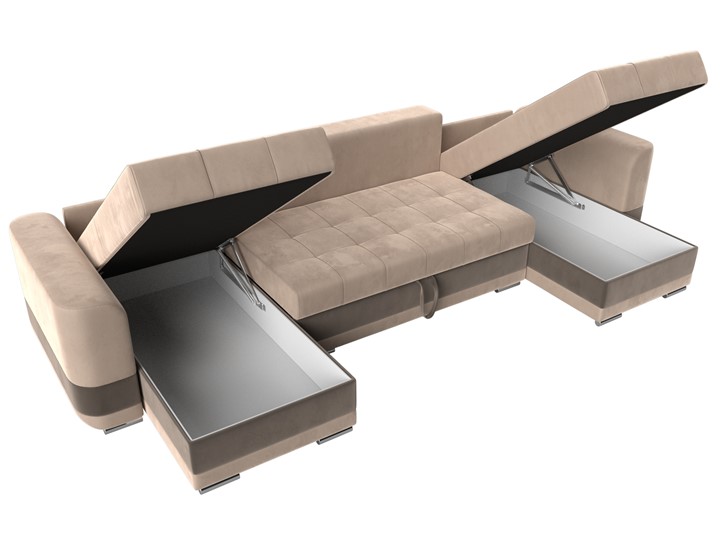 П-образный диван Честер, Бежевый/коричневый (велюр) в Когалыме - изображение 5