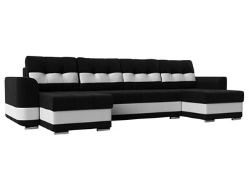 П-образный диван Честер, Черный/белый (вельвет/экокожа) в Советском