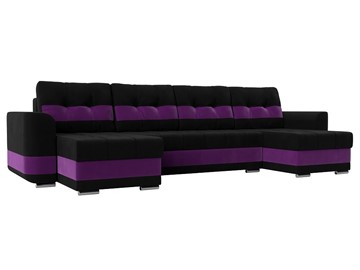 П-образный диван Честер, Черный/фиолетовый (вельвет) в Ханты-Мансийске