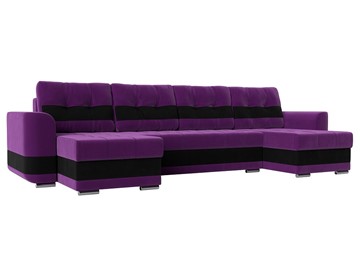 П-образный диван Честер, Фиолетовый/черный (вельвет) в Нижневартовске