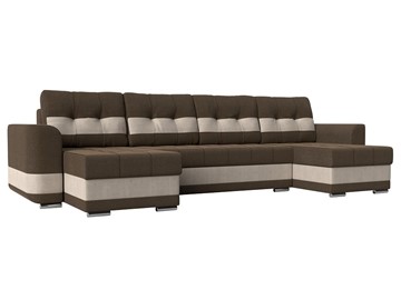П-образный диван Честер, коричневый/бежевый (рогожка) в Урае