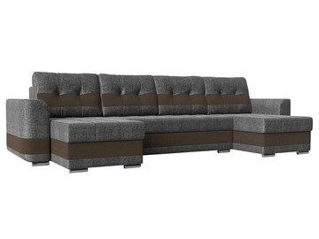 П-образный диван Честер, Серый/коричневый (рогожка) в Нижневартовске