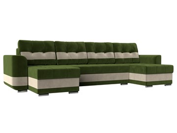 П-образный диван Честер, Зеленый/бежевый (вельвет) в Нижневартовске