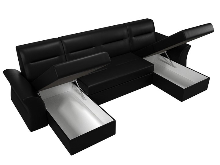 Большой П-образный диван Клайд, Черный (Экокожа) в Когалыме - изображение 2