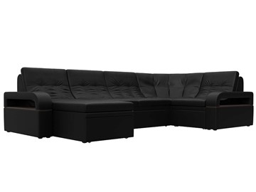 П-образный диван Лига-035, Черный (Экокожа) в Когалыме