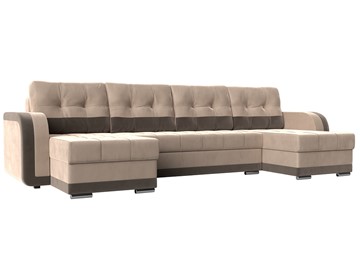 П-образный диван Марсель, Бежевый/коричневый (велюр) в Урае