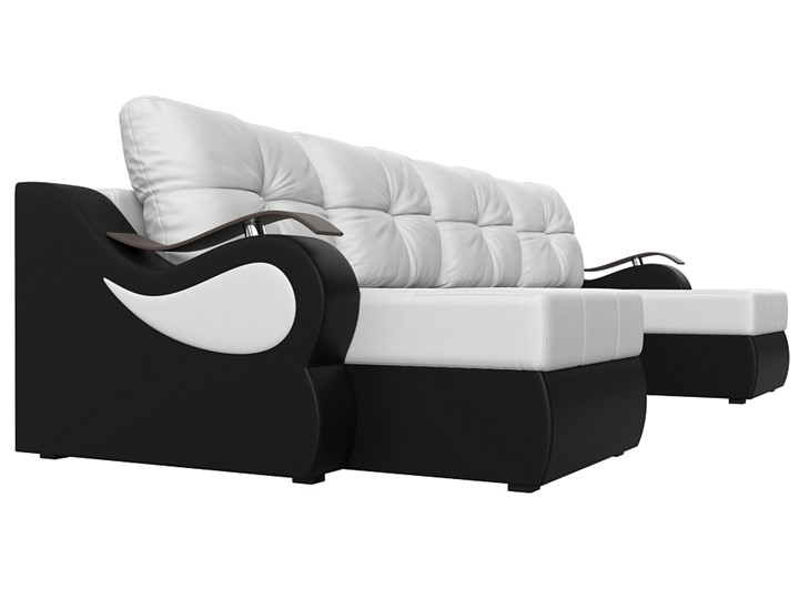 П-образный диван Меркурий П, Белый/черный (экокожа) в Радужном - изображение 2