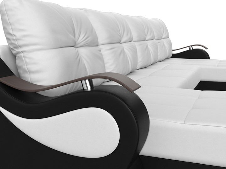 П-образный диван Меркурий П, Белый/черный (экокожа) в Радужном - изображение 3