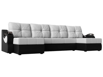 П-образный диван Меркурий П, Белый/черный (экокожа) в Нижневартовске