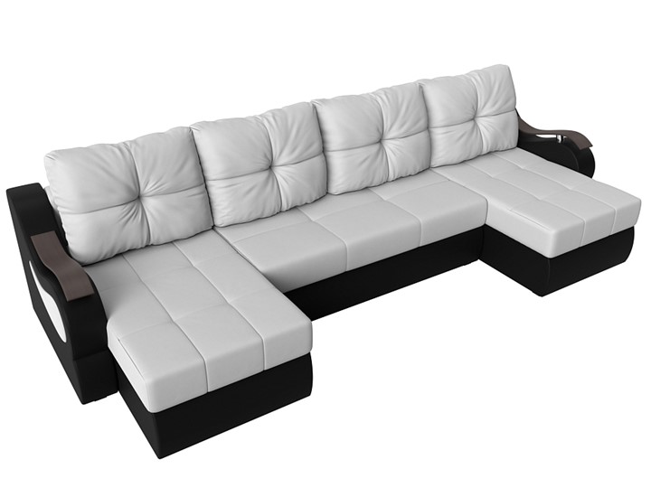 П-образный диван Меркурий П, Белый/черный (экокожа) в Радужном - изображение 4