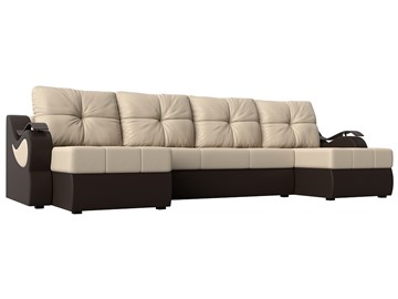 П-образный диван Меркурий П, Бежевый/коричневый (экокожа) в Радужном