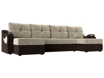 П-образный диван Меркурий П, Бежевый/коричневый (вельвет) в Югорске