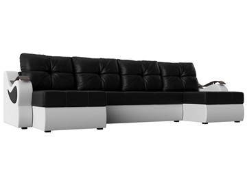 П-образный диван Меркурий П, Черный/белый (экокожа) в Нягани