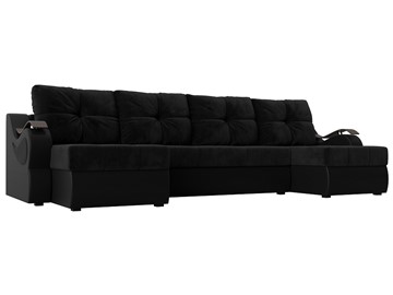 П-образный диван Меркурий П, Черный\Черный (Велюр\Экокожа) в Когалыме